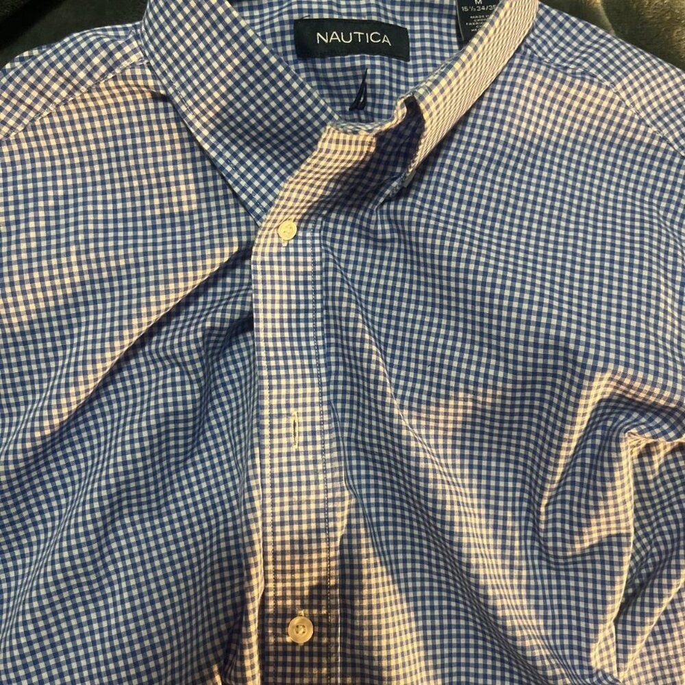 Nautica Blue Button Up Shirt Size M